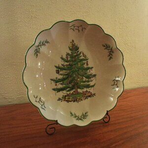 Spode England Christmas Tree Round Fluted Serving Dish Bowl 10 Inch #S3324